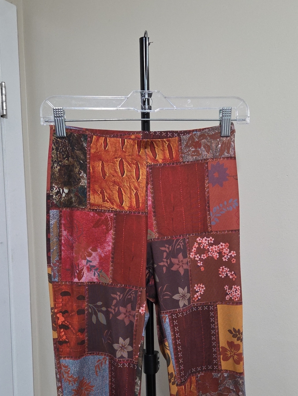 ROMWE Rust Multi Patchwork Flare Pants - Picture 2 of 6